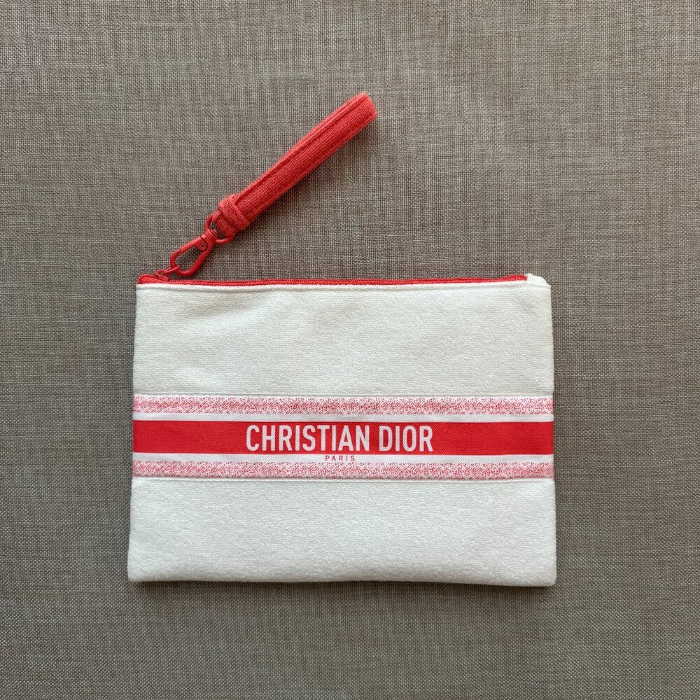 Rare Dior 2024 Vip Gift Terry Cloth Clutch Pouch Makeup Bag Collectable wristlet